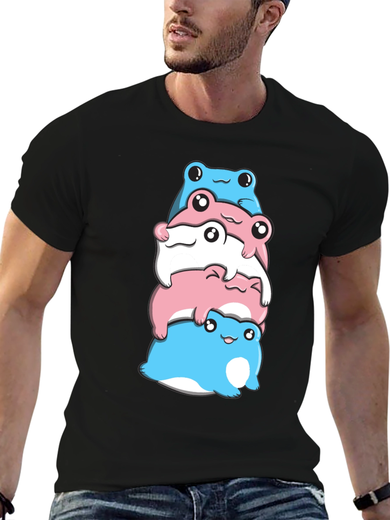 Stacked Transgender Pride Frogs Graphic Tee