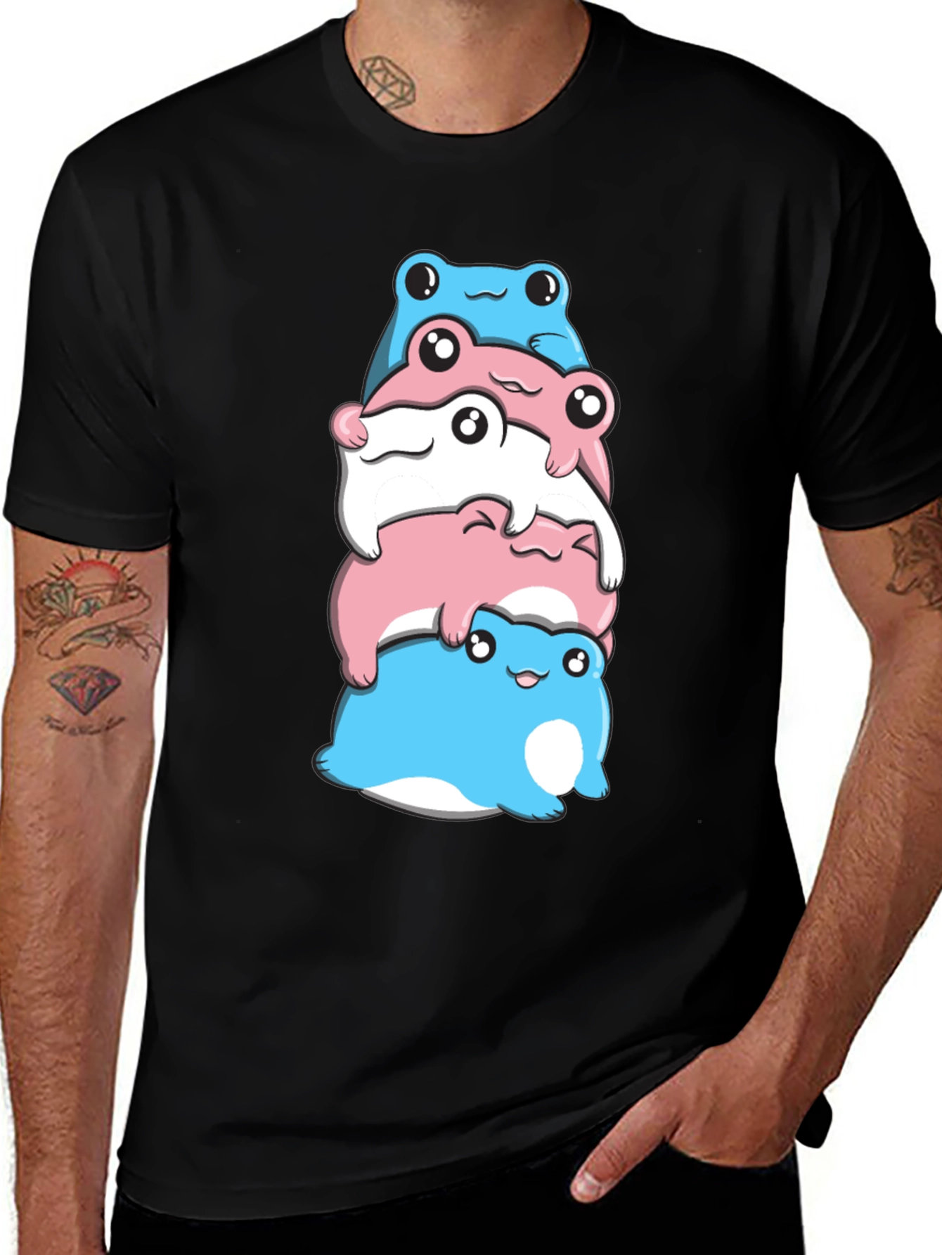 Stacked Transgender Pride Frogs Graphic Tee