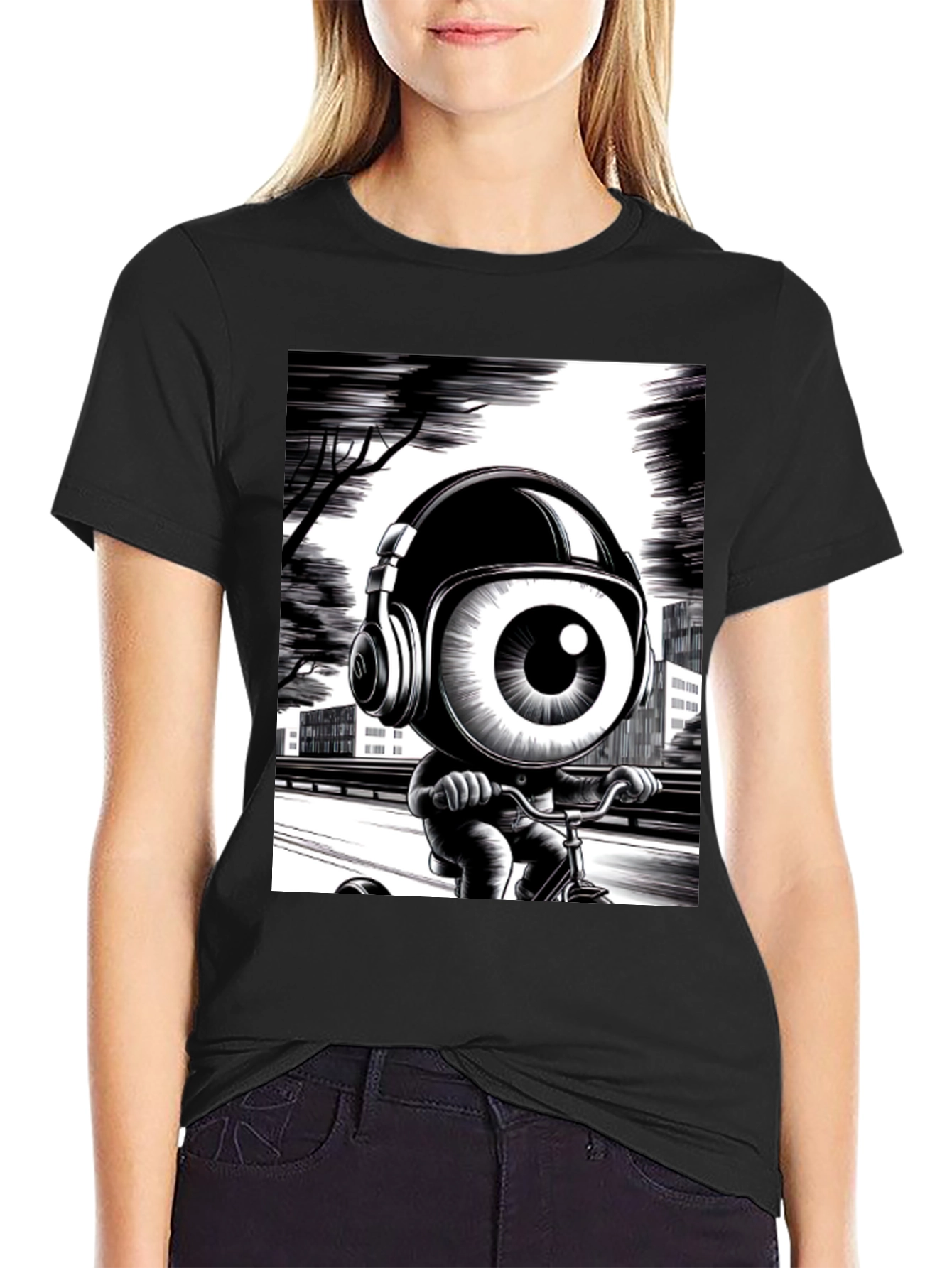 Eye See You: Graphic Print Black T-Shirt