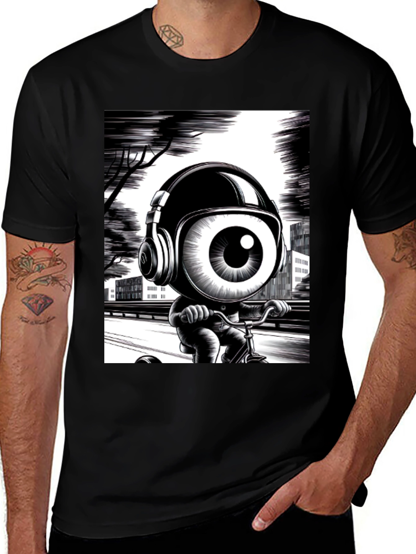 Eye See You: Graphic Print Black T-Shirt
