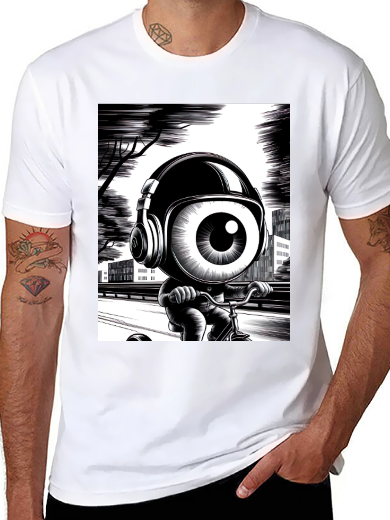Eye See You: Graphic Print Black T-Shirt