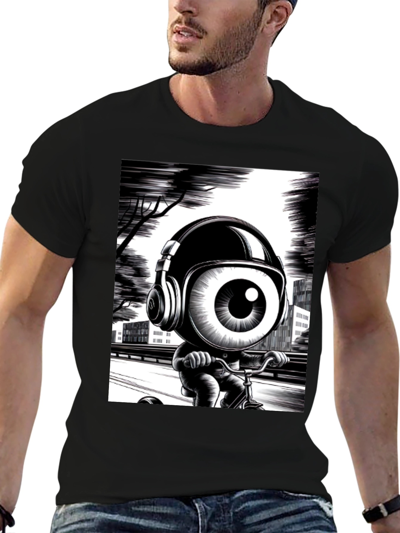 Eye See You: Graphic Print Black T-Shirt