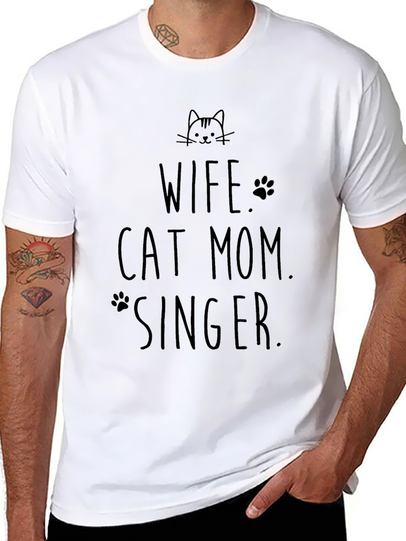 Wife Cat Mom Singer Black T-Shirt