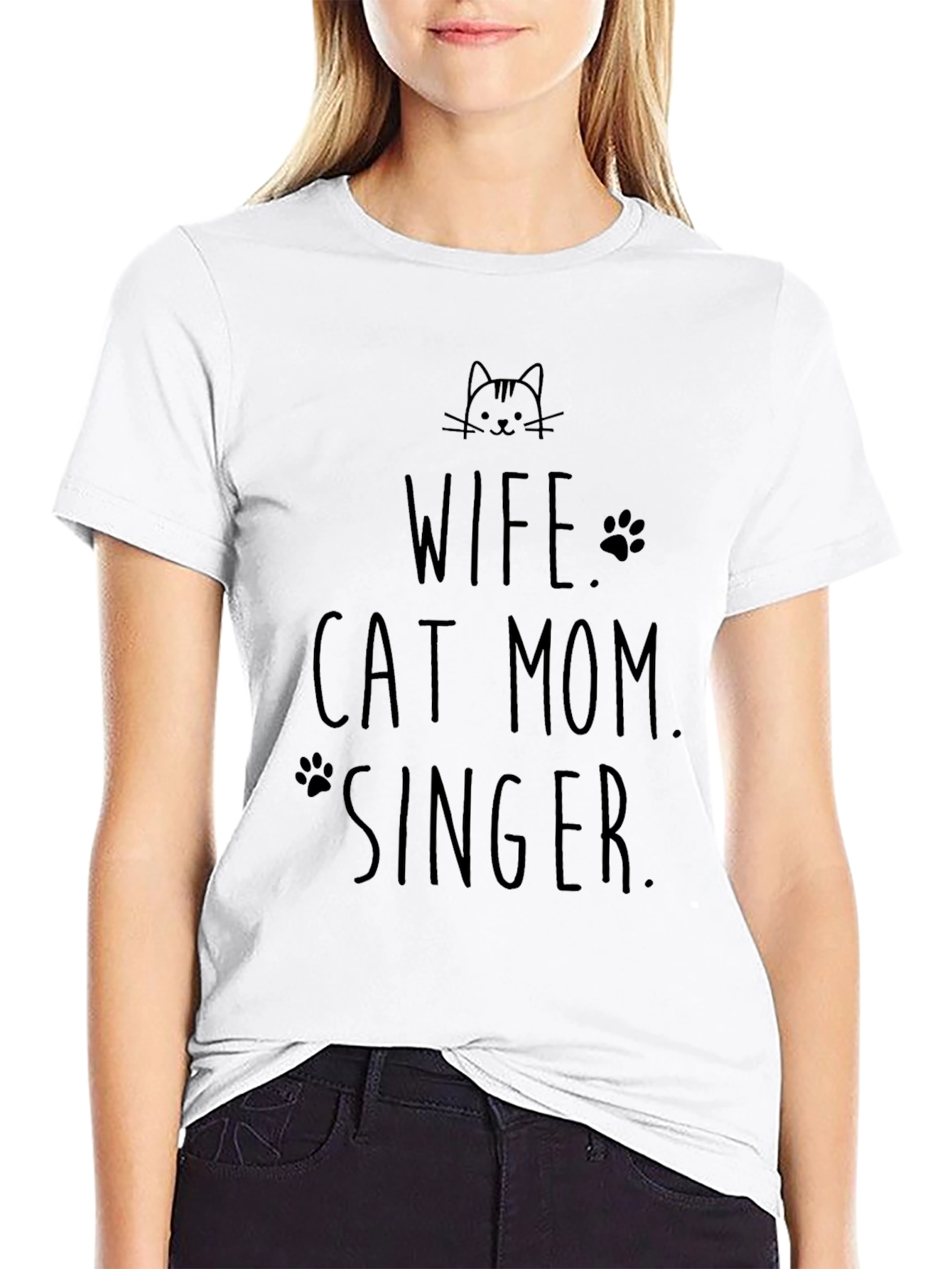 Wife Cat Mom Singer Black T-Shirt