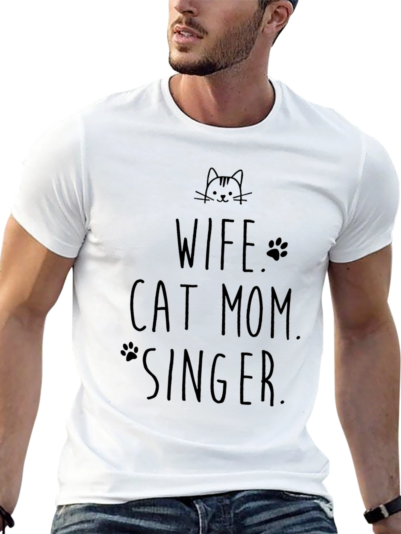 Wife Cat Mom Singer Black T-Shirt