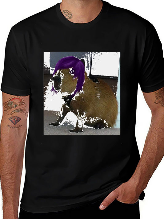 Capybara with Purple Hair Graphic Tee - Unique Unisex T-Shirt