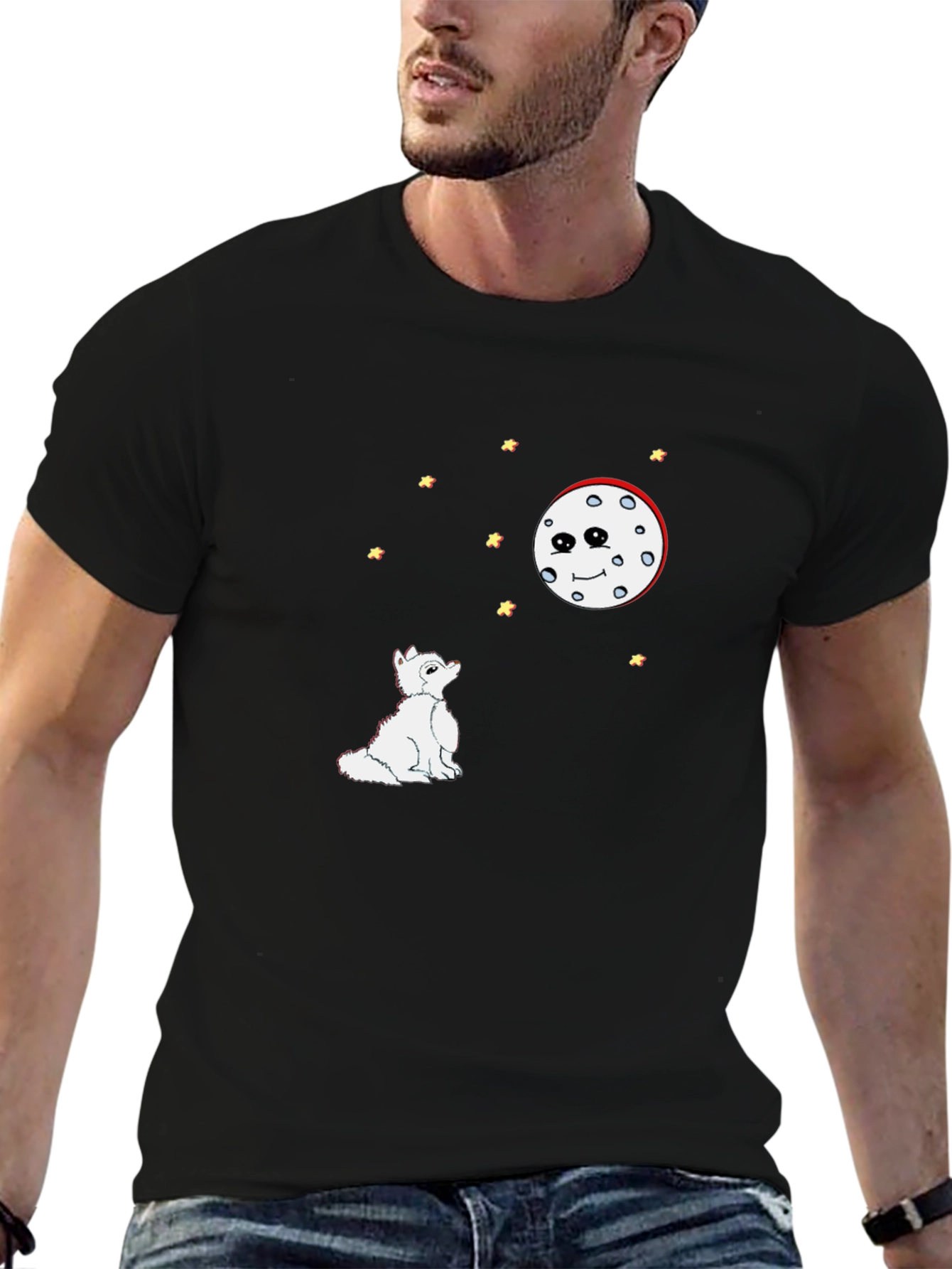 Wolf Howling at the Moon Graphic Tee