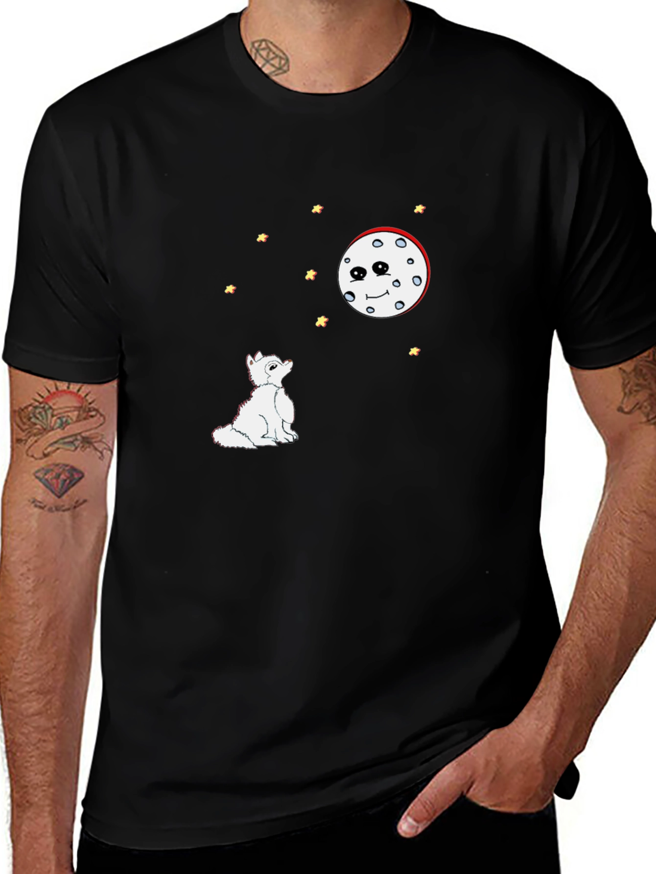 Wolf Howling at the Moon Graphic Tee