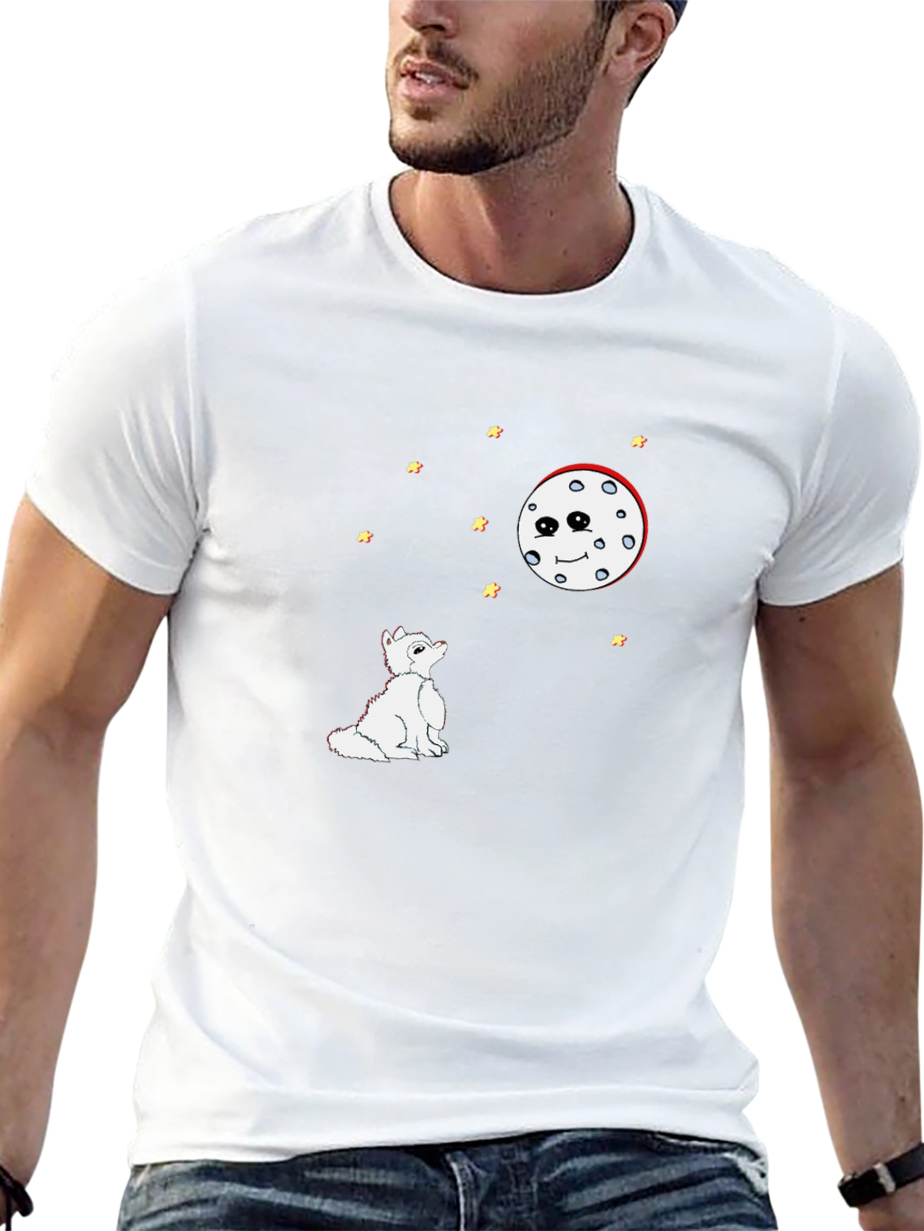Wolf Howling at the Moon Graphic Tee