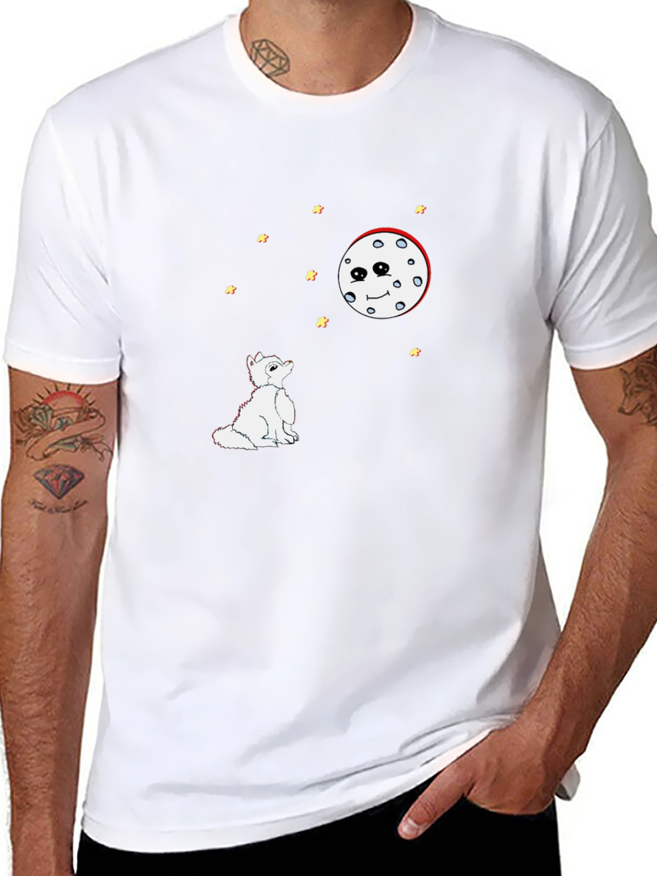 Wolf Howling at the Moon Graphic Tee