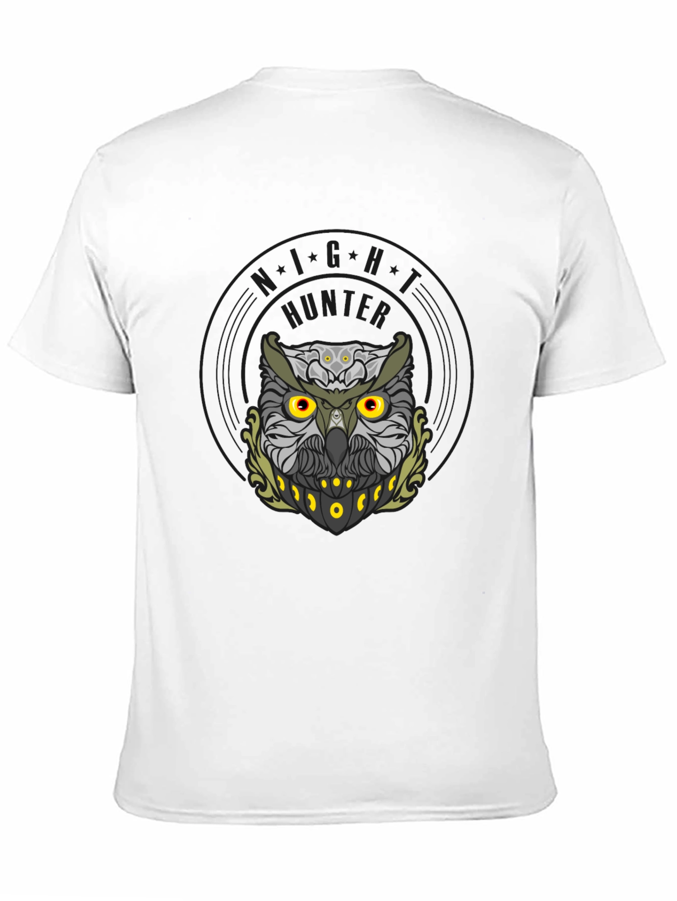 Mens Black Owl Graphic Tee - Night Hunter Design