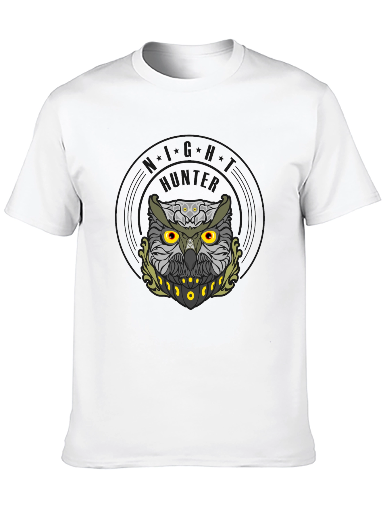Mens Black Owl Graphic Tee - Night Hunter Design
