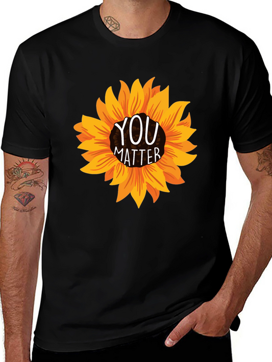 You Matter Sunflower Graphic Tee - Positive Vibes Black T-Shirt