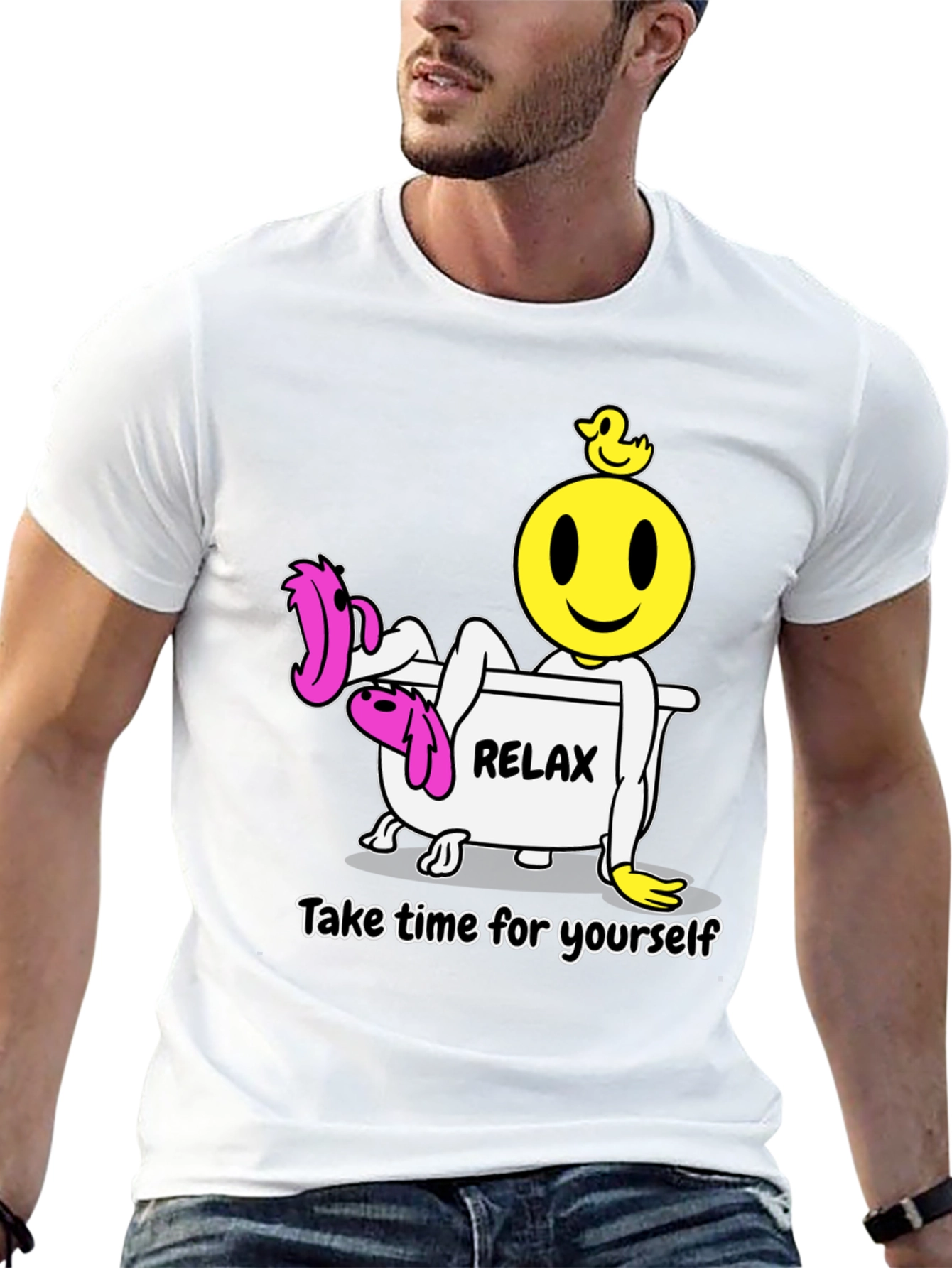 Relax Smiley Face T-Shirt - Time For Yourself