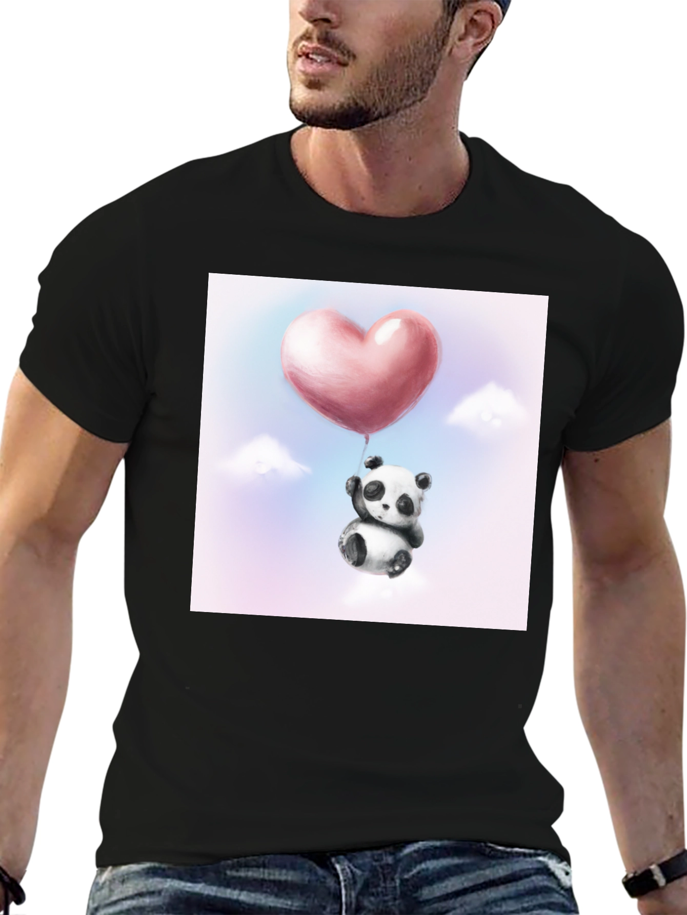 Panda Heart Balloon Graphic Tee