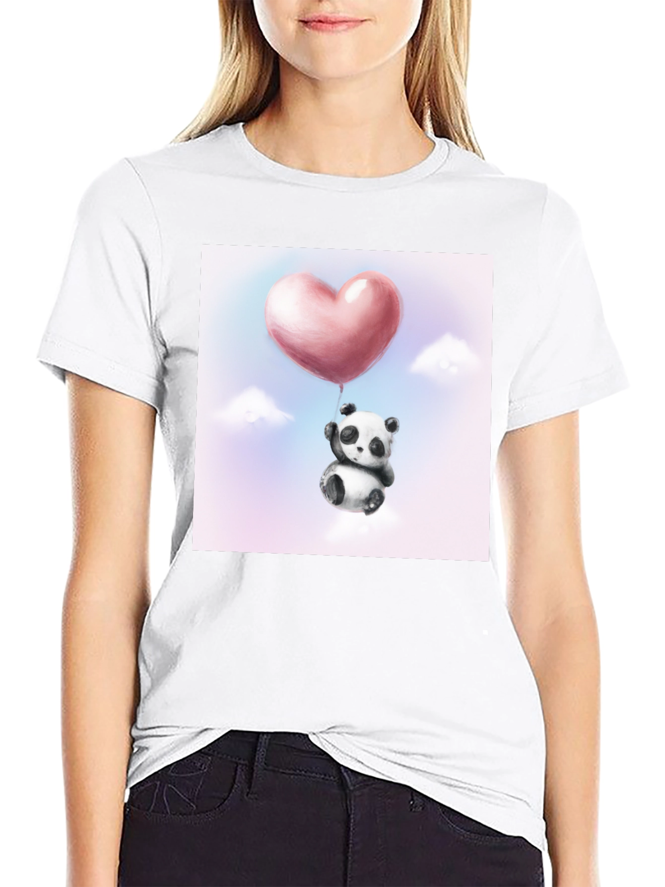 Panda Heart Balloon Graphic Tee