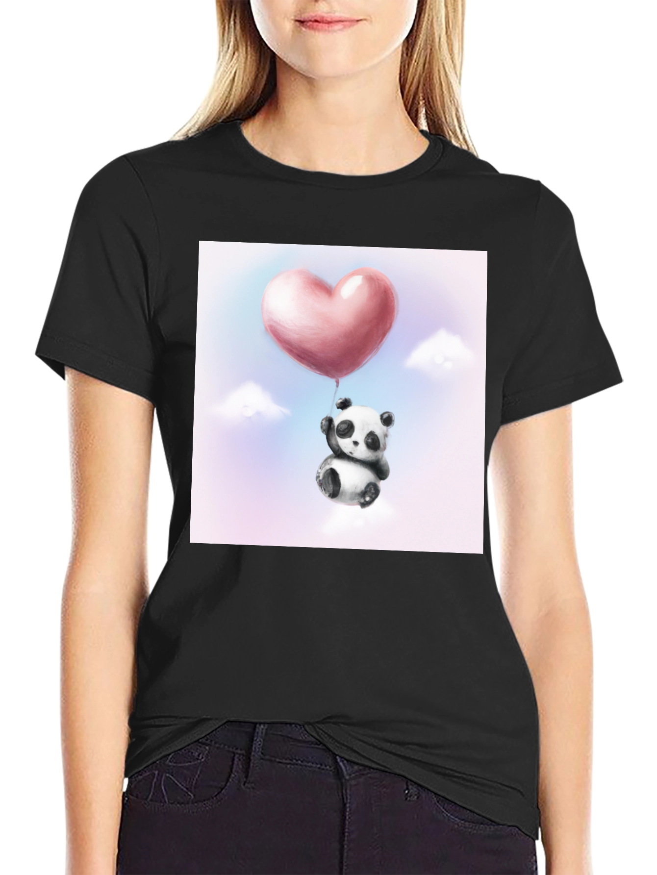 Panda Heart Balloon Graphic Tee
