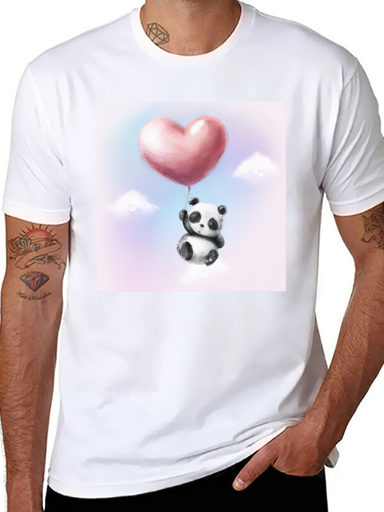 Panda Heart Balloon Graphic Tee