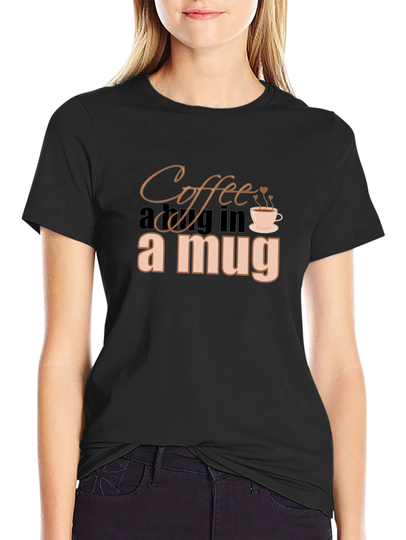 Coffee in a Mug Graphic Black T-Shirt