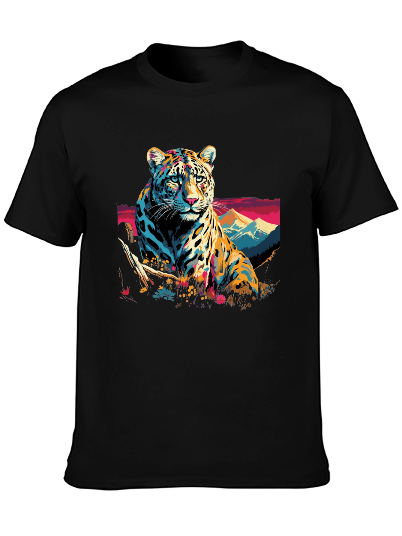 Bold Leopard Graphic Tee - Mens Black T-Shirt