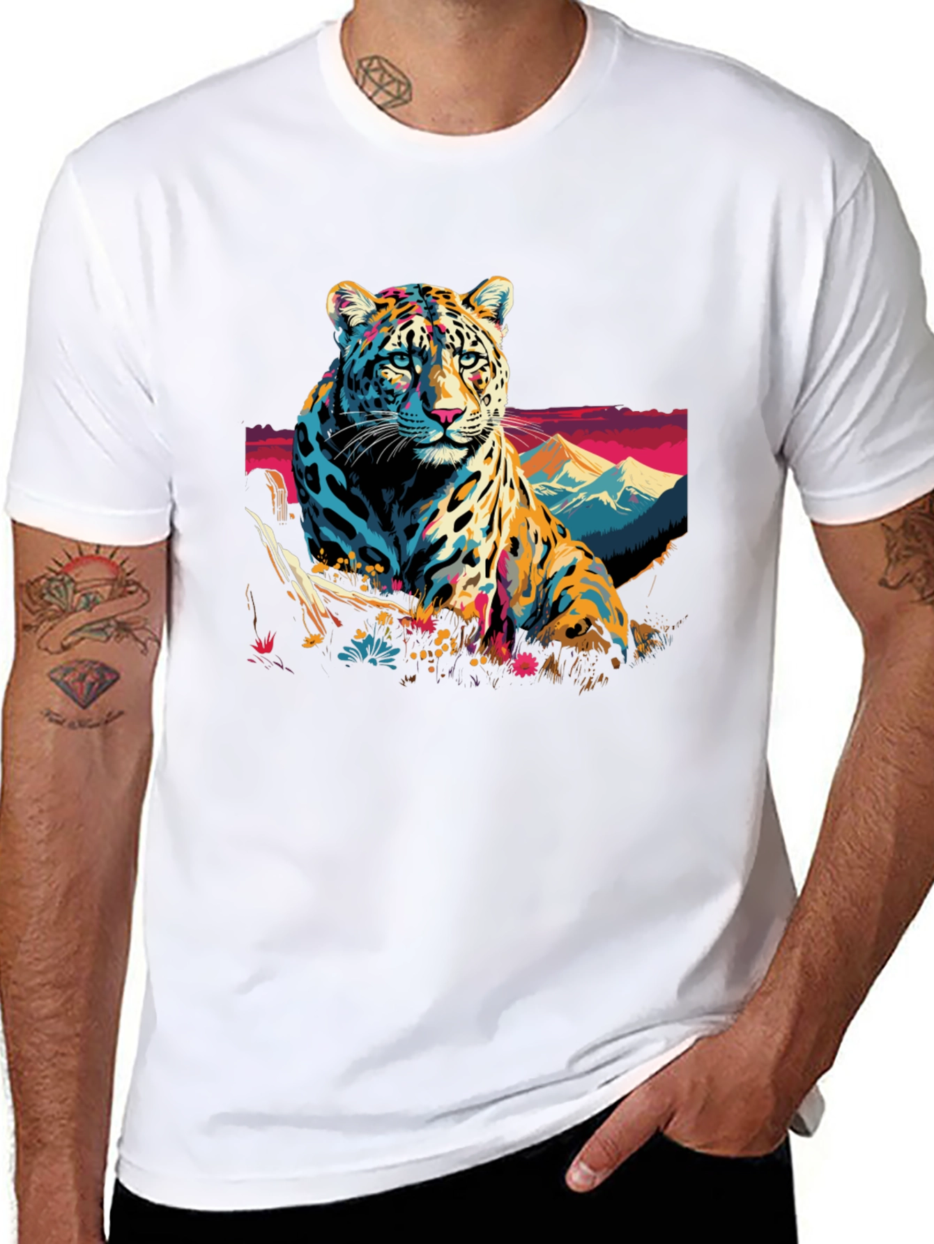 Bold Leopard Graphic Tee - Mens Black T-Shirt