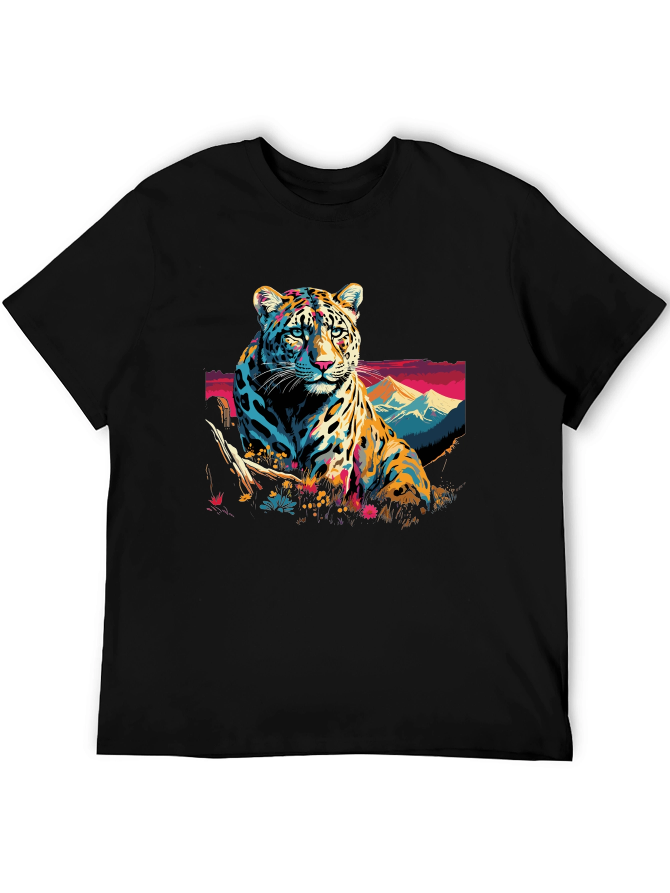 Bold Leopard Graphic Tee - Mens Black T-Shirt