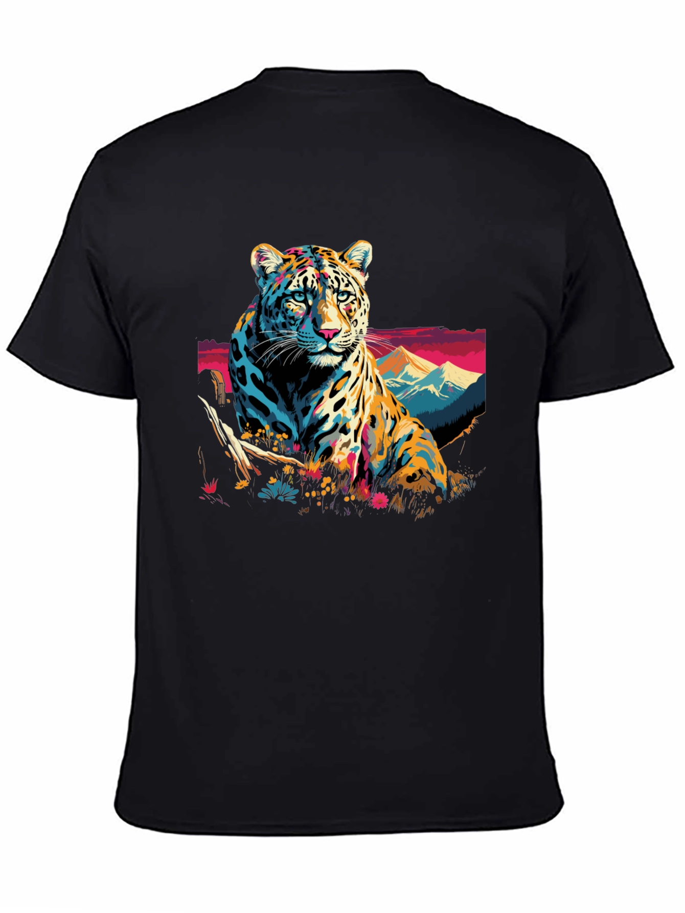 Bold Leopard Graphic Tee - Mens Black T-Shirt