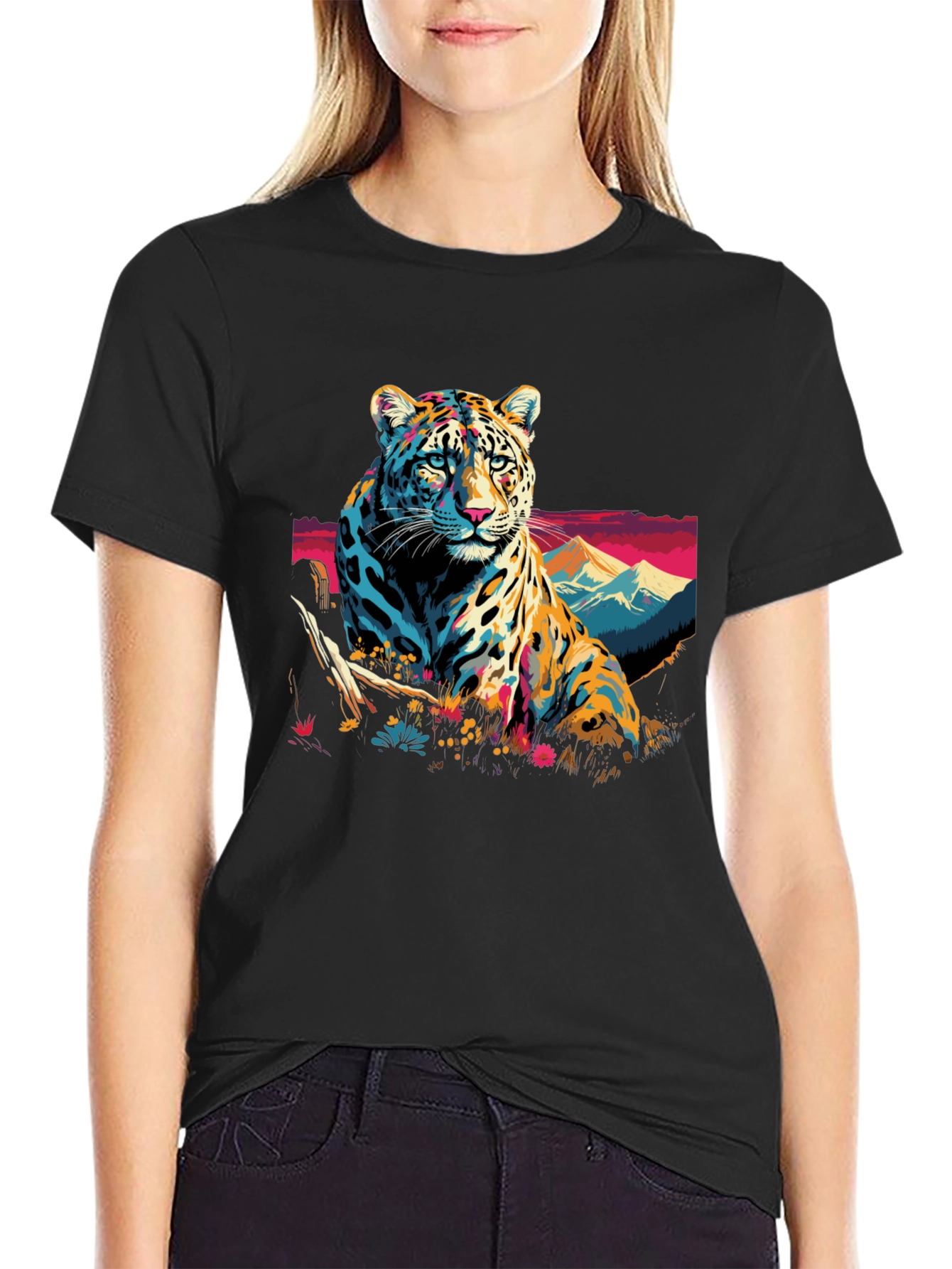 Bold Leopard Graphic Tee - Mens Black T-Shirt