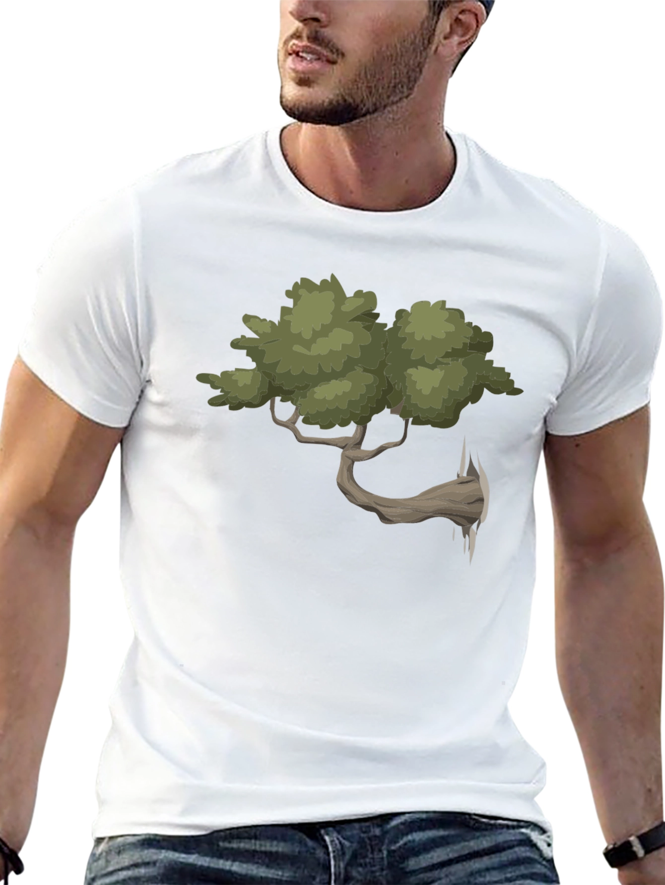 Unique Bonsai Tree Graphic Tee - Black