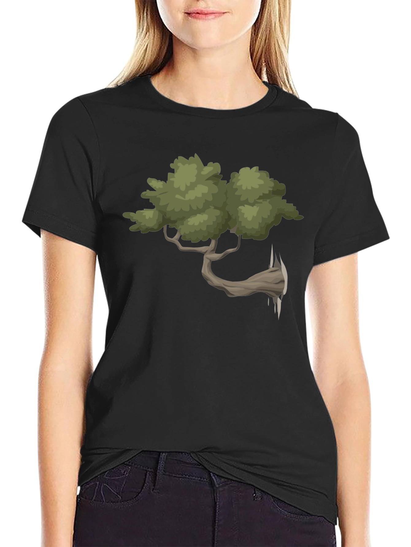 Unique Bonsai Tree Graphic Tee - Black
