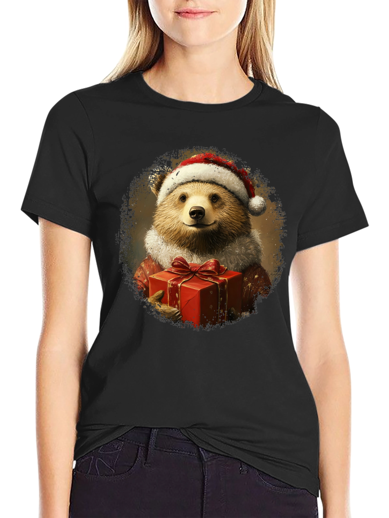 Festive Bear Graphic Tee - Holiday Gift