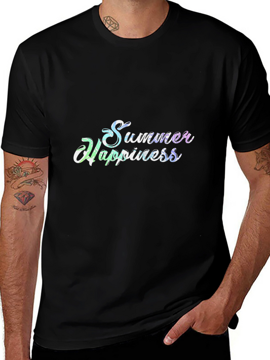 Summer Happiness Black Cotton Tee