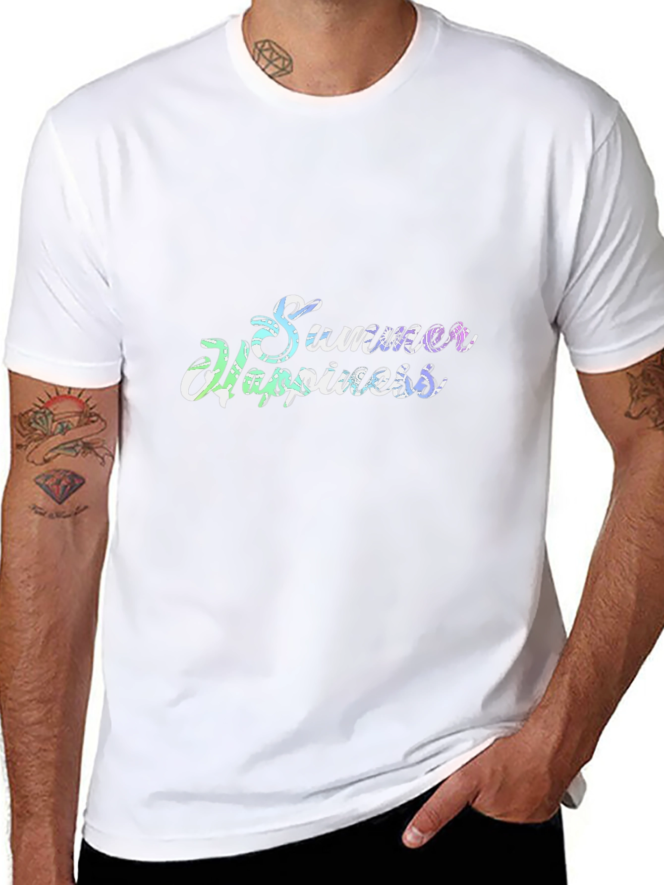 Summer Happiness Black Cotton Tee