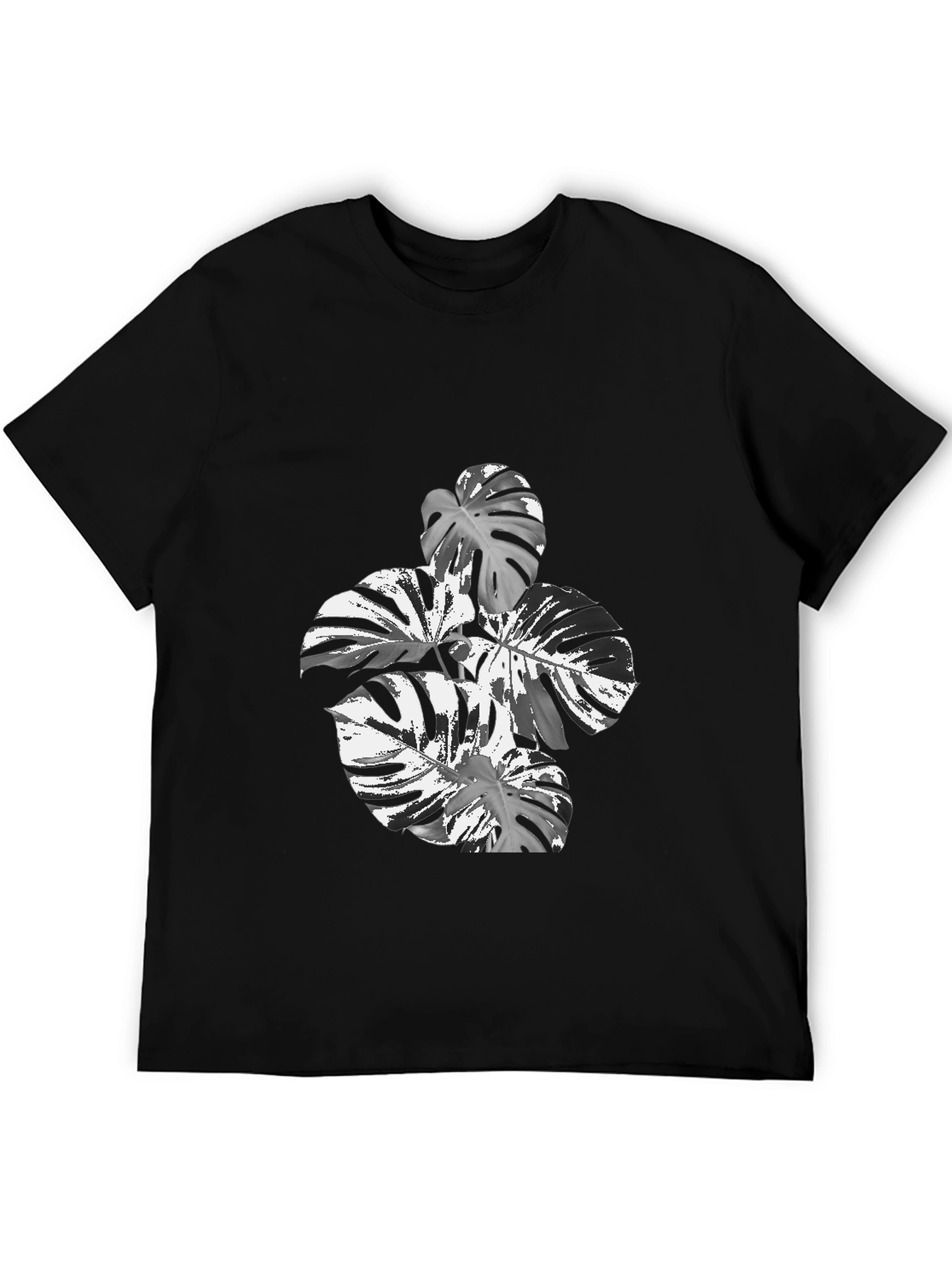 Monstera Leaf Graphic Tee - Stylish Black T-Shirt