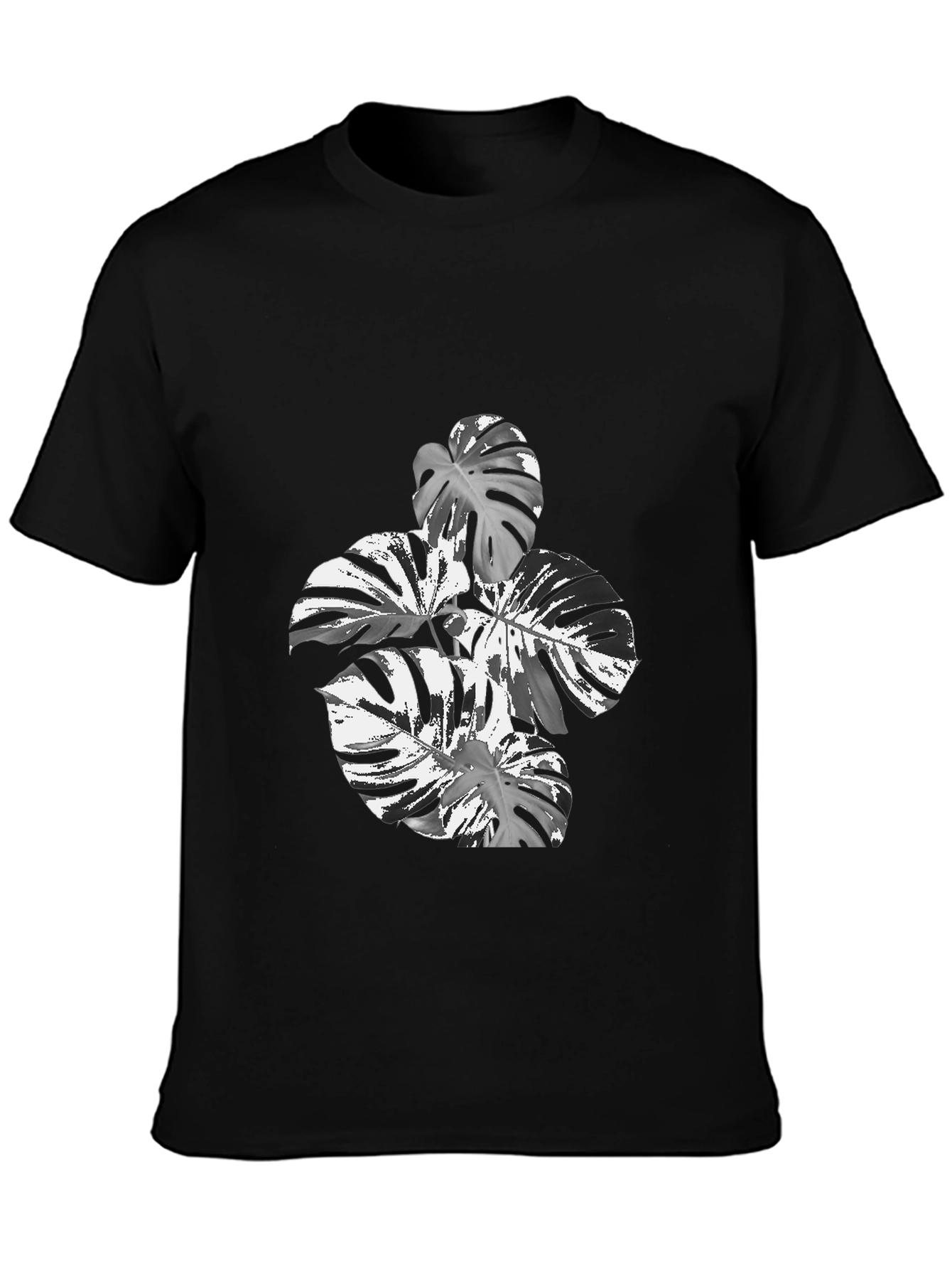 Monstera Leaf Graphic Tee - Stylish Black T-Shirt