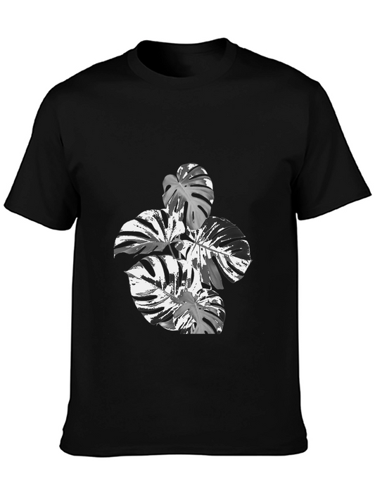 Monstera Leaf Graphic Tee - Stylish Black T-Shirt