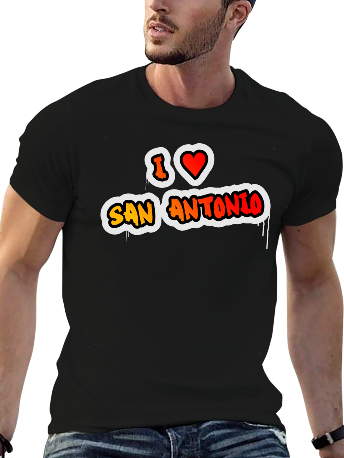 I Love San Antonio Black Graphic Tee