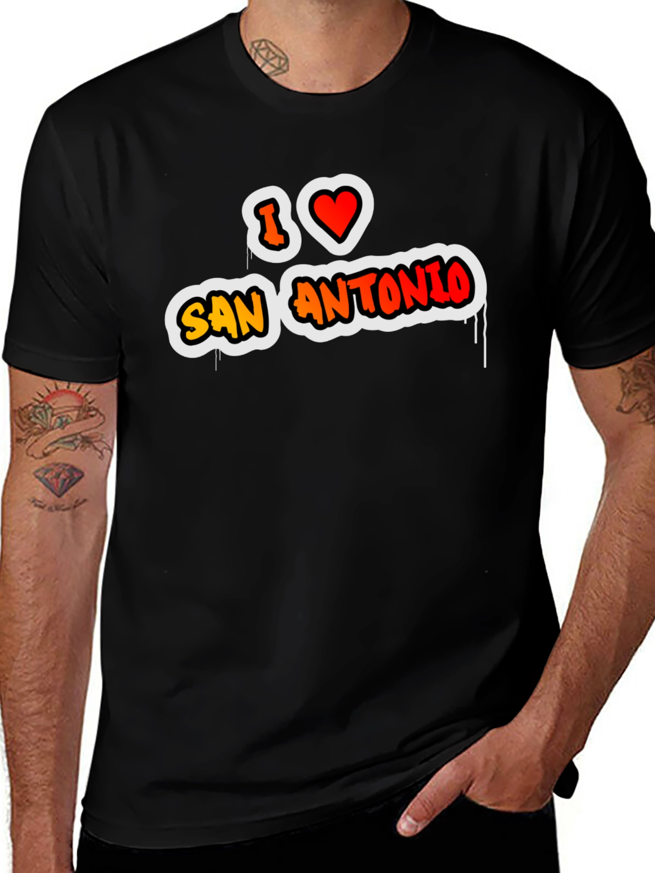 I Love San Antonio Black Graphic Tee