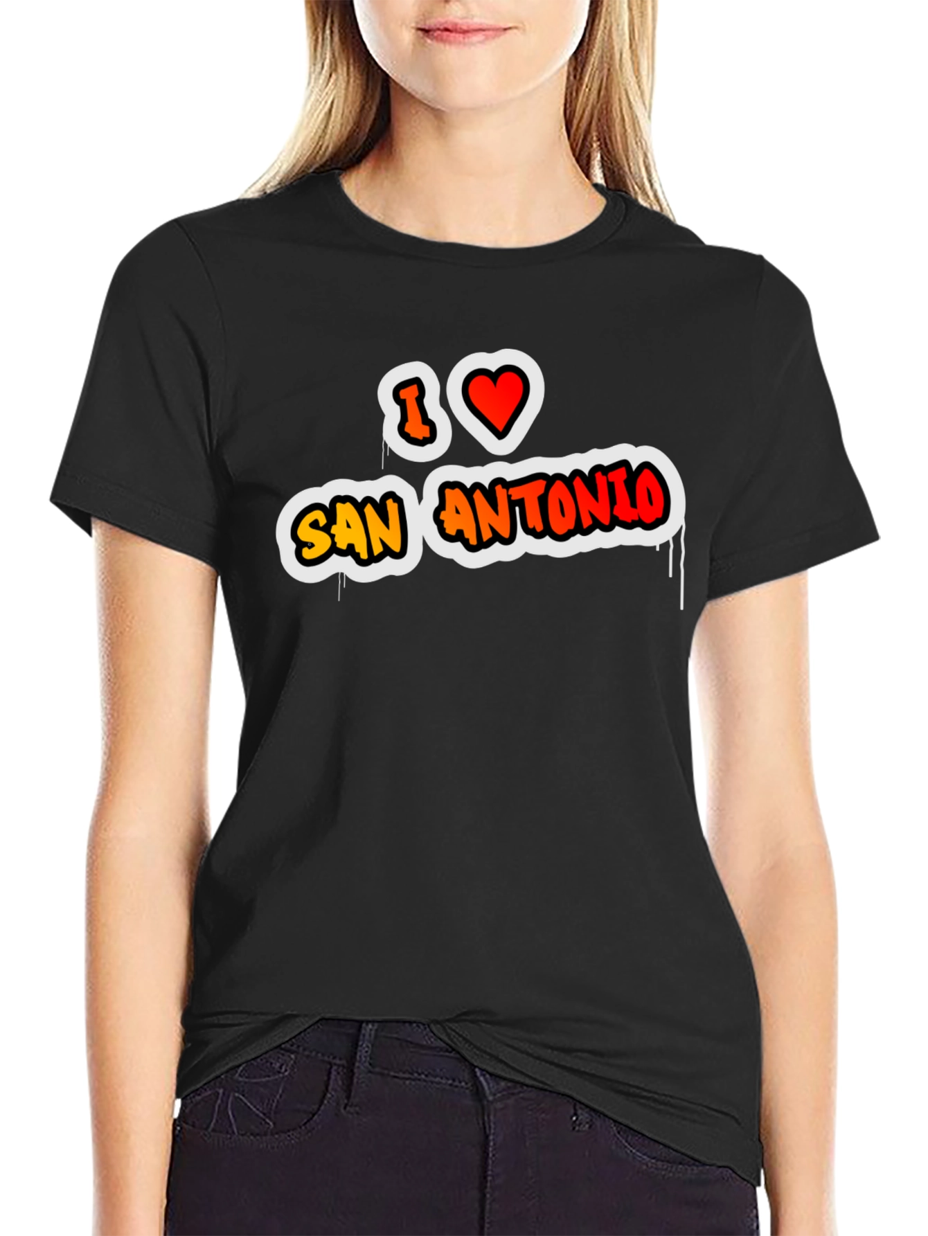 I Love San Antonio Black Graphic Tee