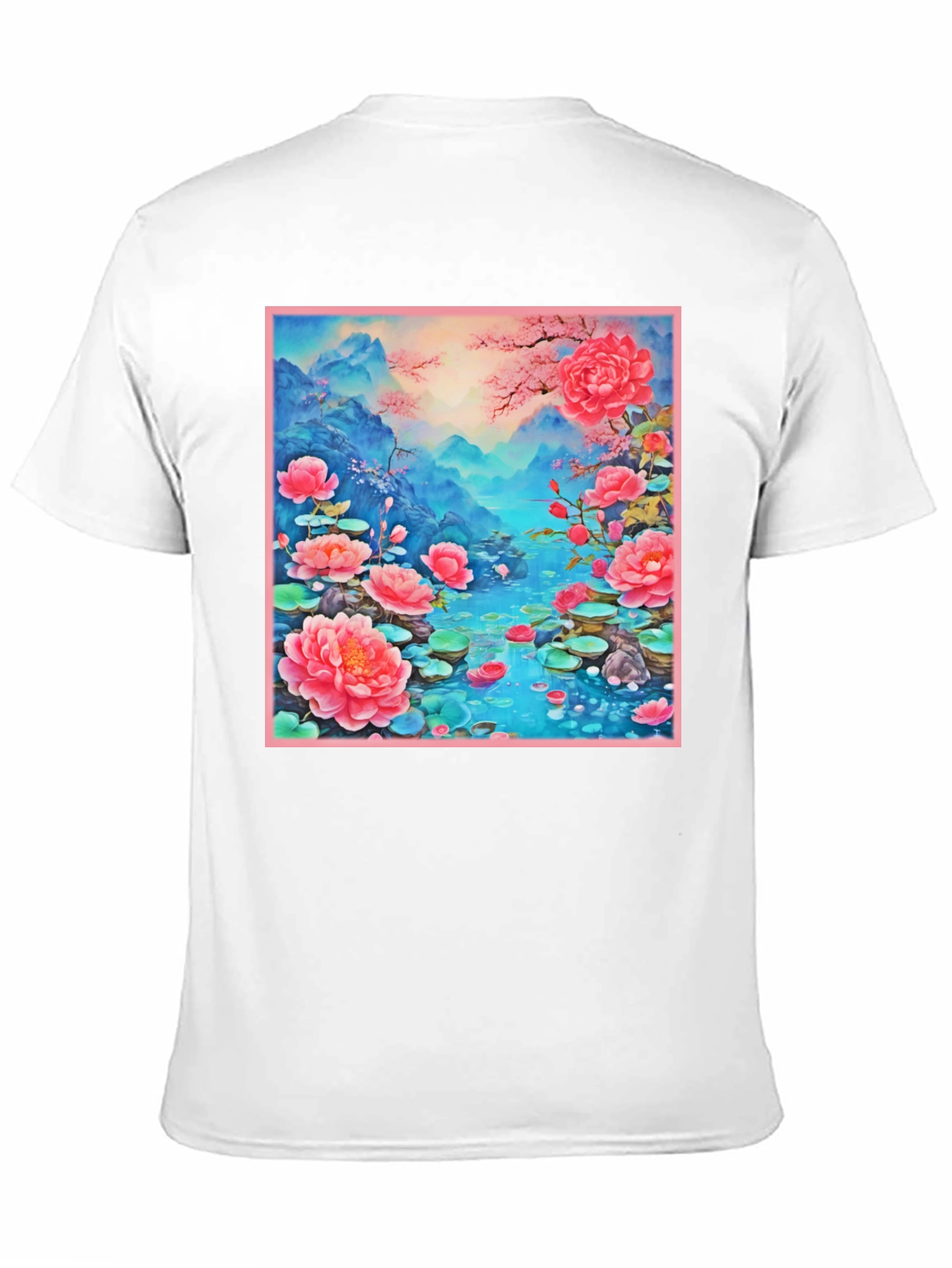 Floral Lotus Lake Graphic Tee - Unique Design