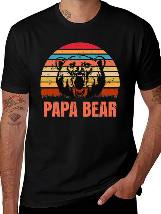 Papa Bear Graphic Tee - Vintage Style Mens Shirt