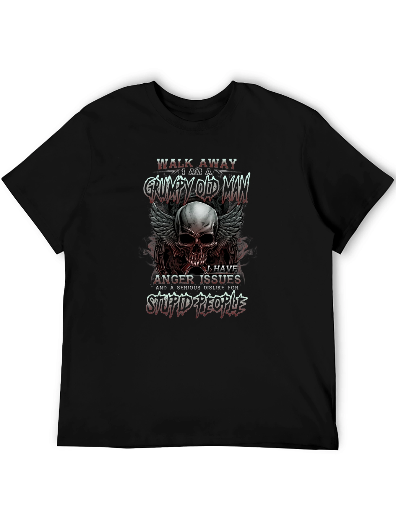 Grumpy Old Man Skull Graphic T-Shirt