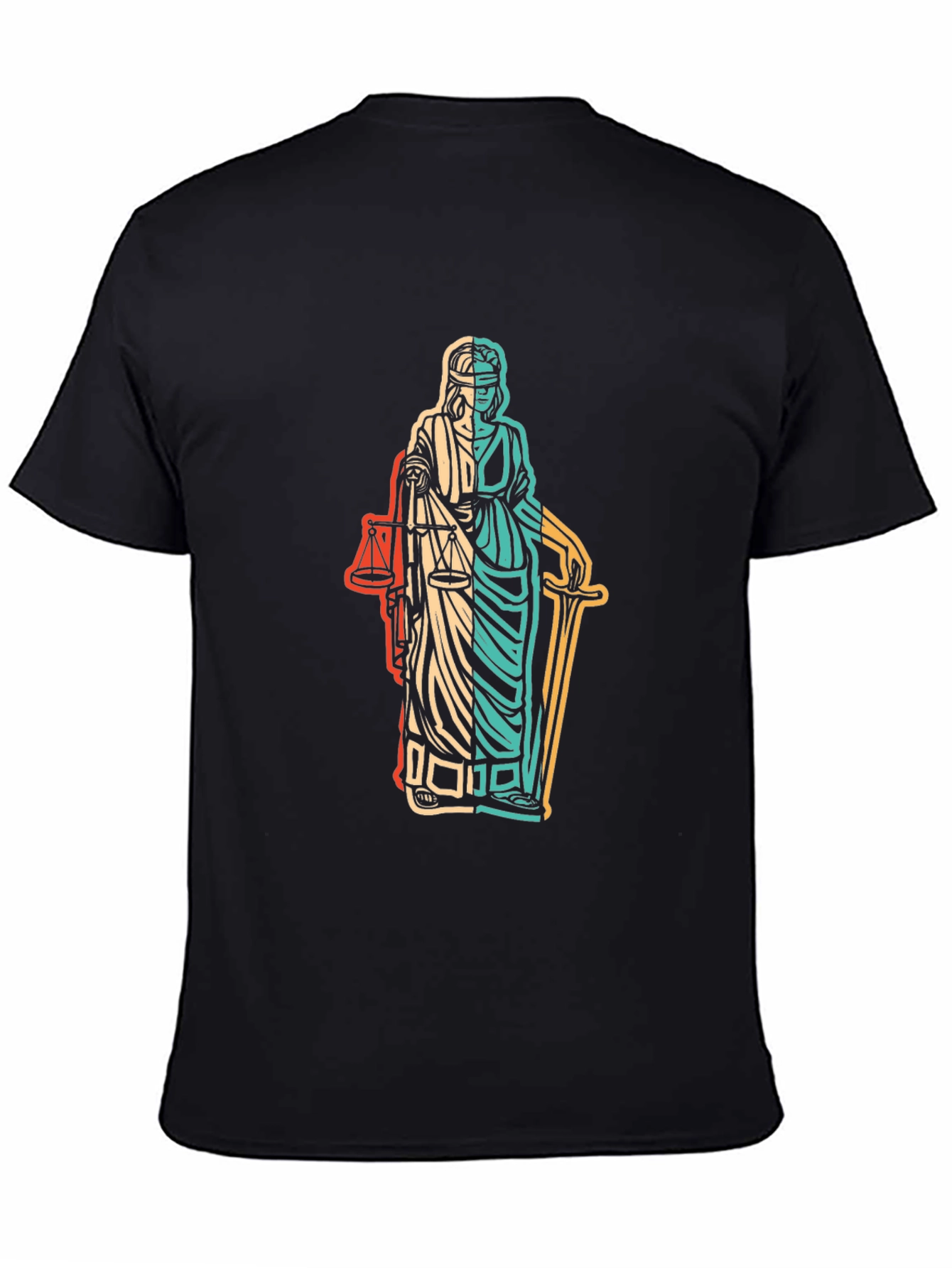 Lawyer Justice Statue Graphic Black T-Shirt