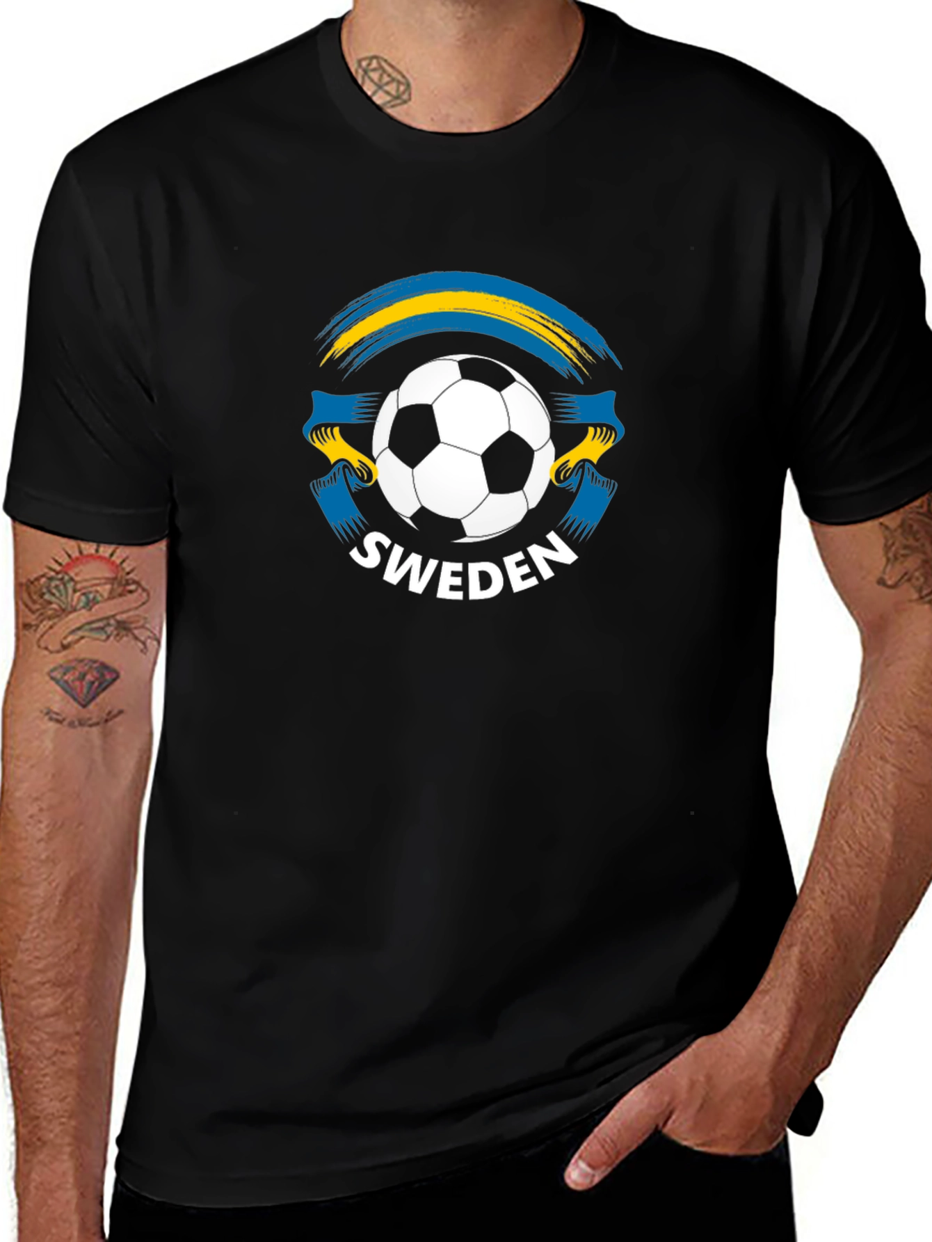 Sweden Soccer T-Shirt - Black Football Fan Apparel