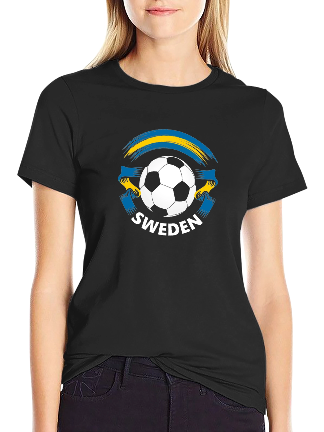 Sweden Soccer T-Shirt - Black Football Fan Apparel