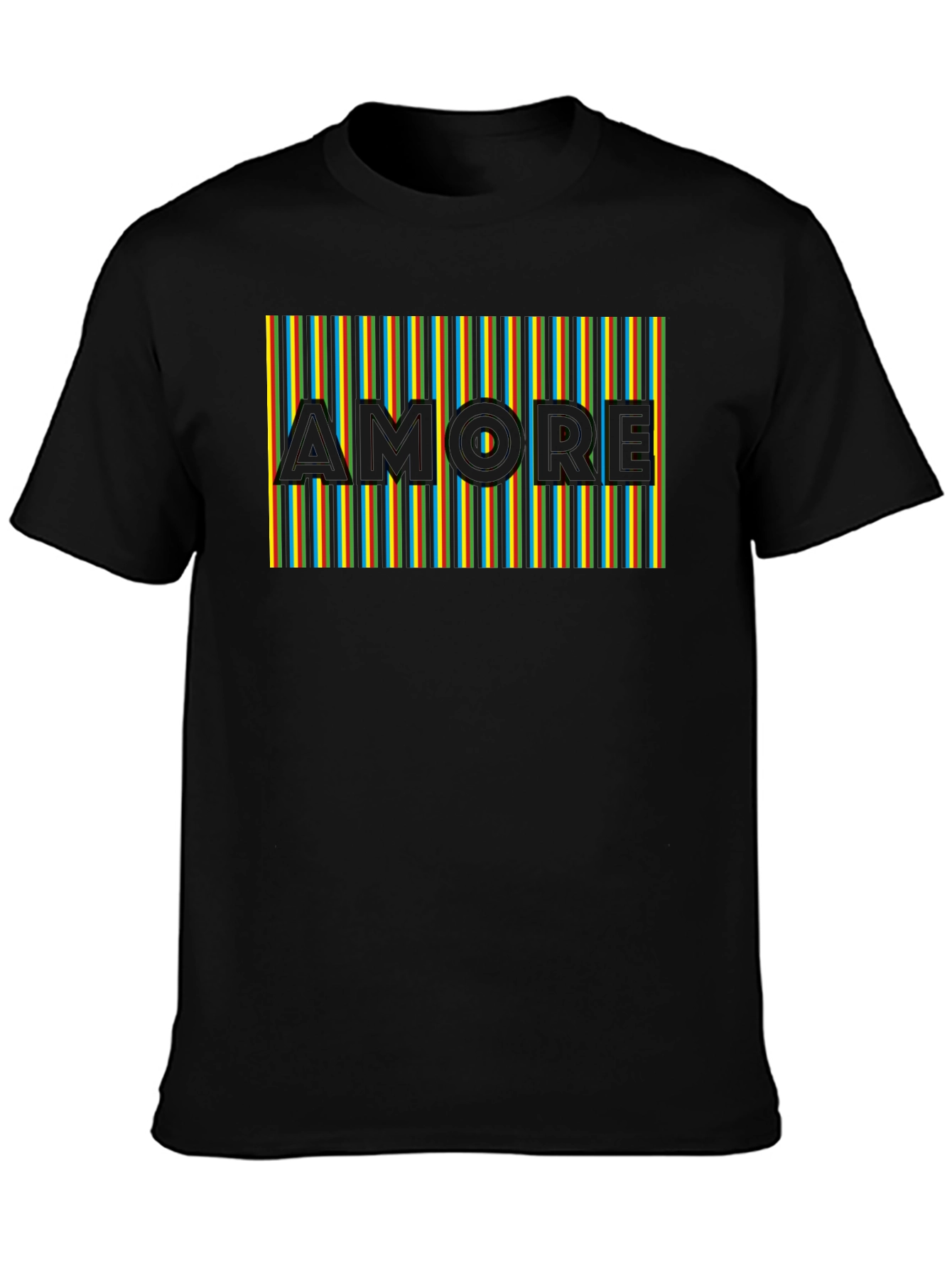 Amore Striped Graphic Tee - Black Casual Shirt
