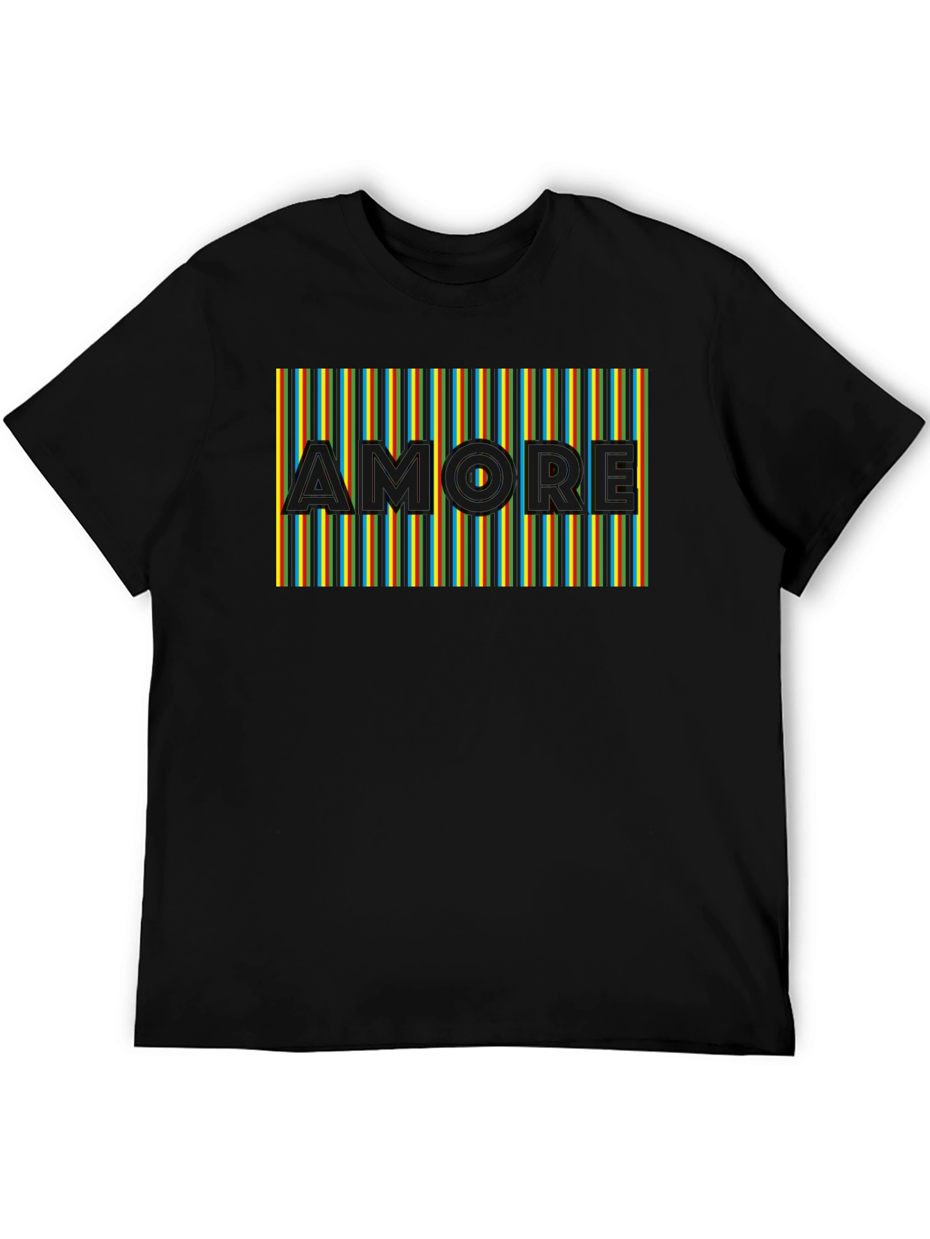 Amore Striped Graphic Tee - Black Casual Shirt
