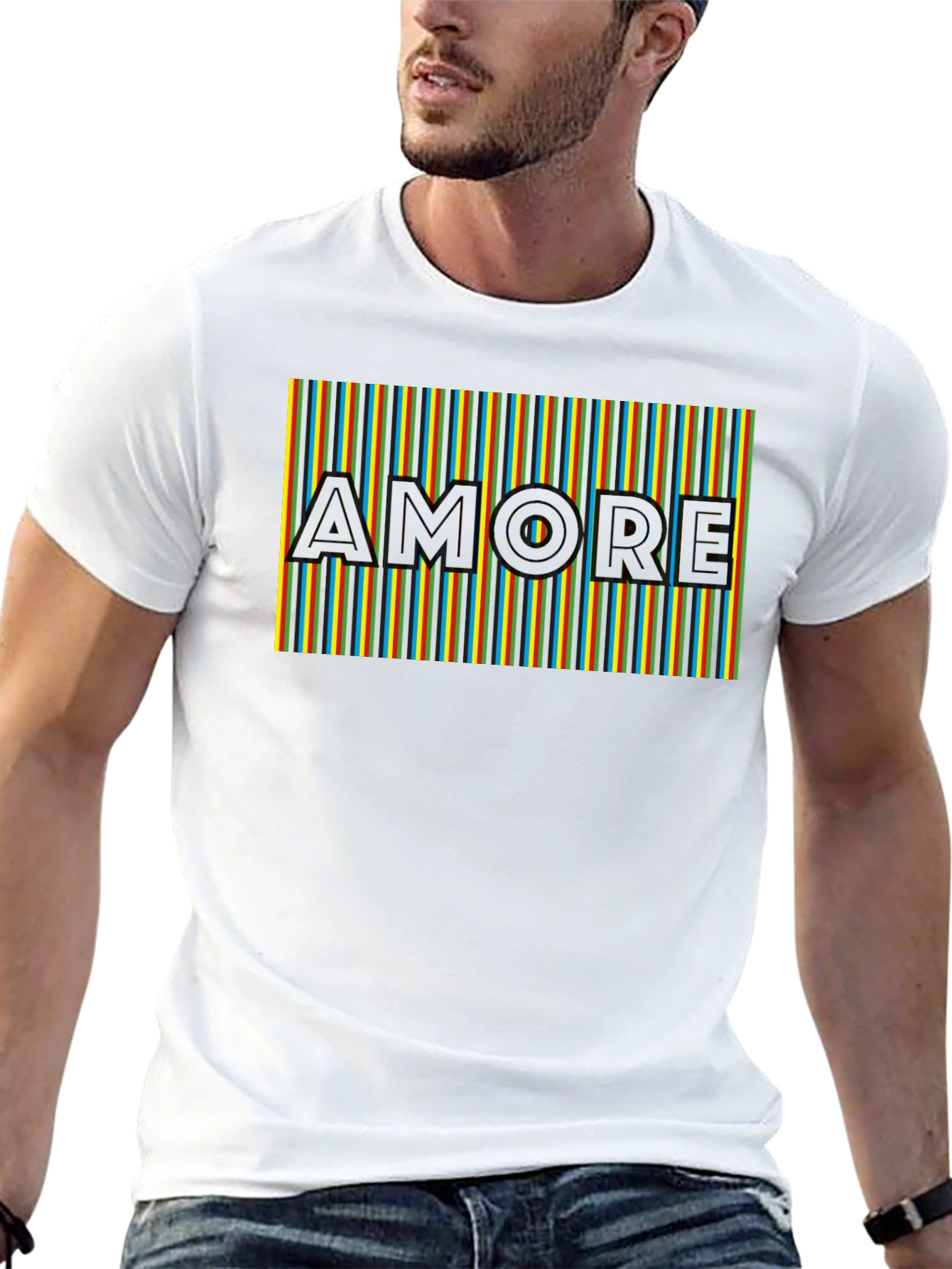 Amore Striped Graphic Tee - Black Casual Shirt