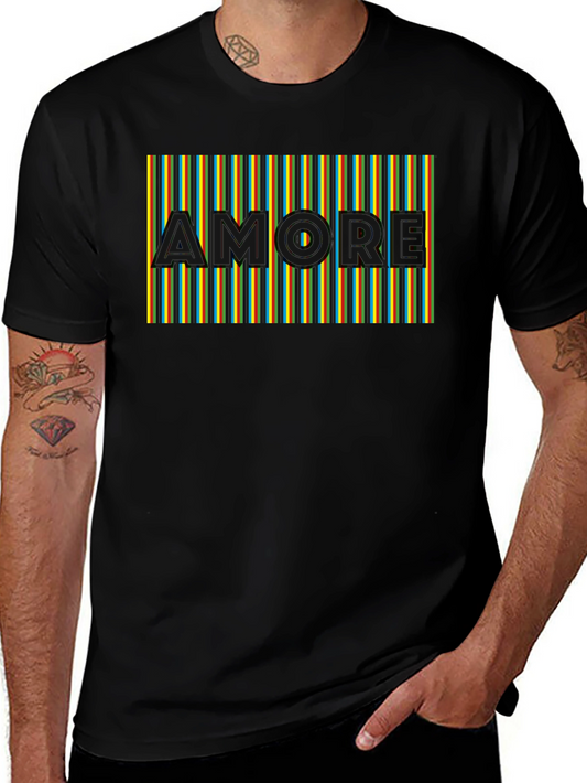 Amore Striped Graphic Tee - Black Casual Shirt