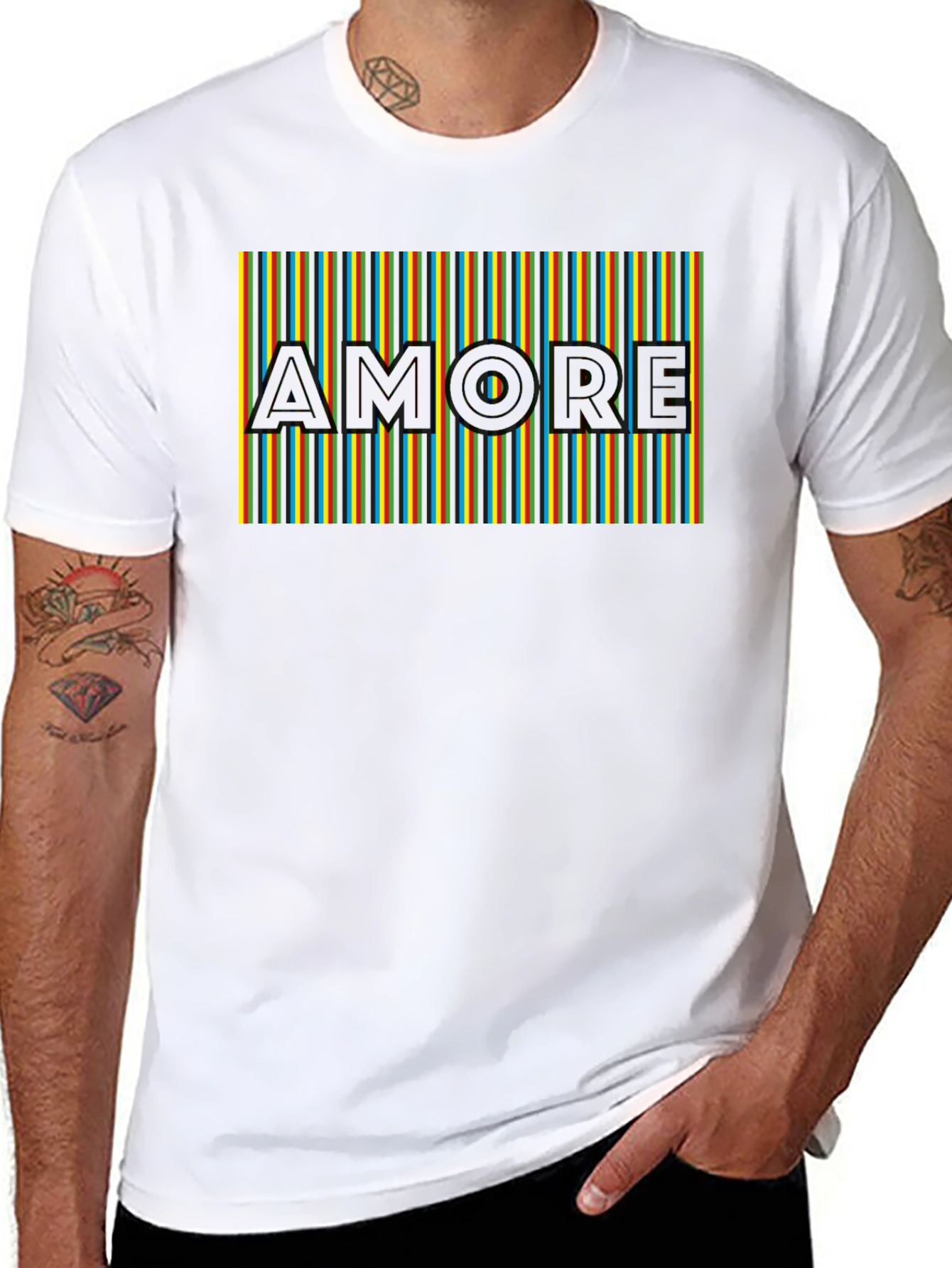 Amore Striped Graphic Tee - Black Casual Shirt